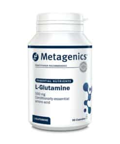 Elixan L-Glutamine 500mg capsules for gut health, muscle recovery and stress support UK